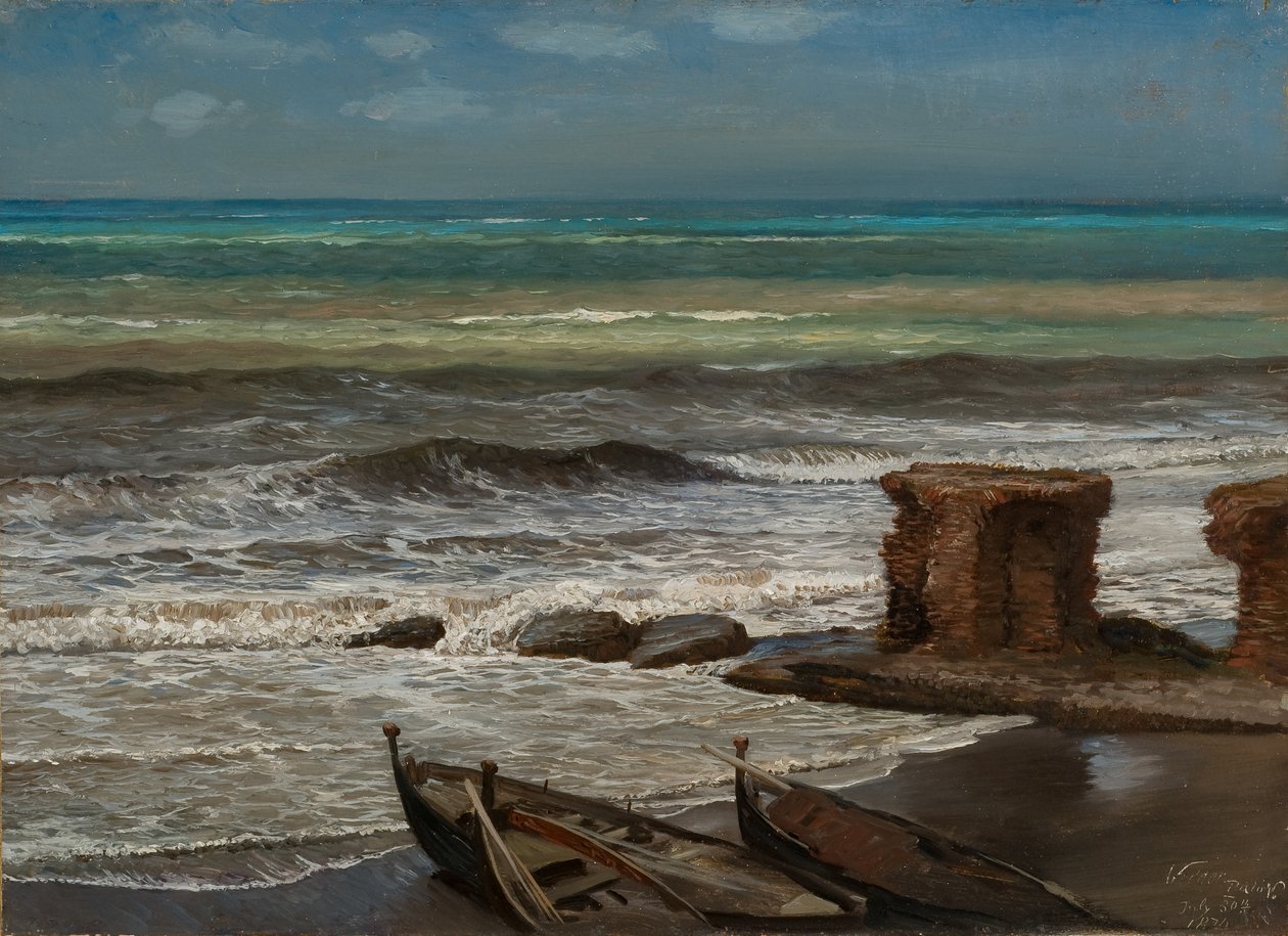 Bølger ved Palo 1874 (Olie på karton, monteret på lærred) af Elihu Vedder