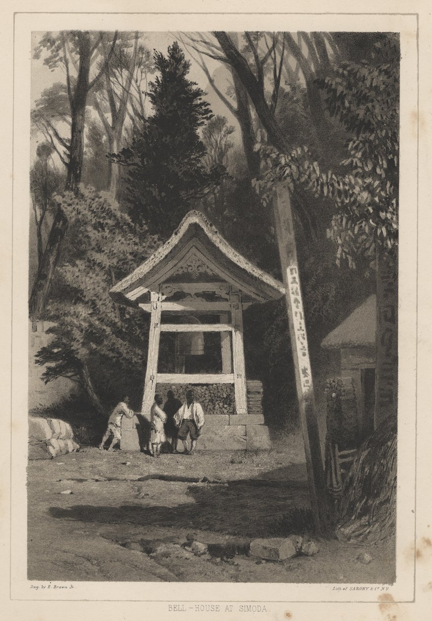Bell-House i Simoda, 1855 af Eliphalet Brown