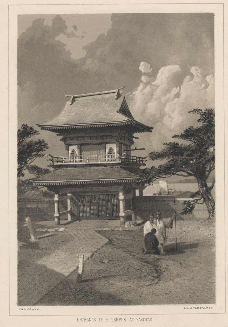 Indgang til et tempel i Hakotadi, 1855 af Eliphalet Brown