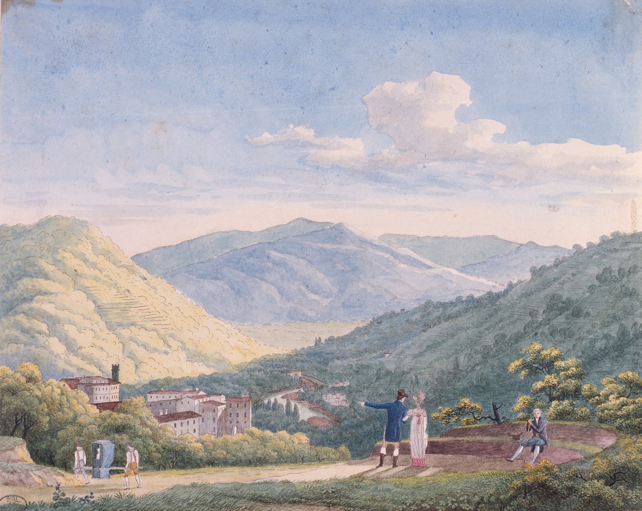 Udsigt over Bagni di Lucca, oktober 1813 af Elisa Bonaparte