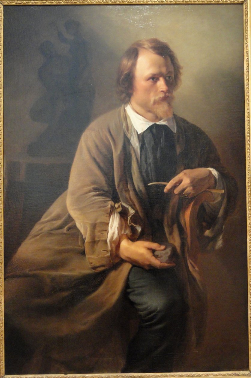 Portræt af billedhuggeren Jens Adolf Jerichau, kunstnerens mand af Elisabeth Jerichau Baumann