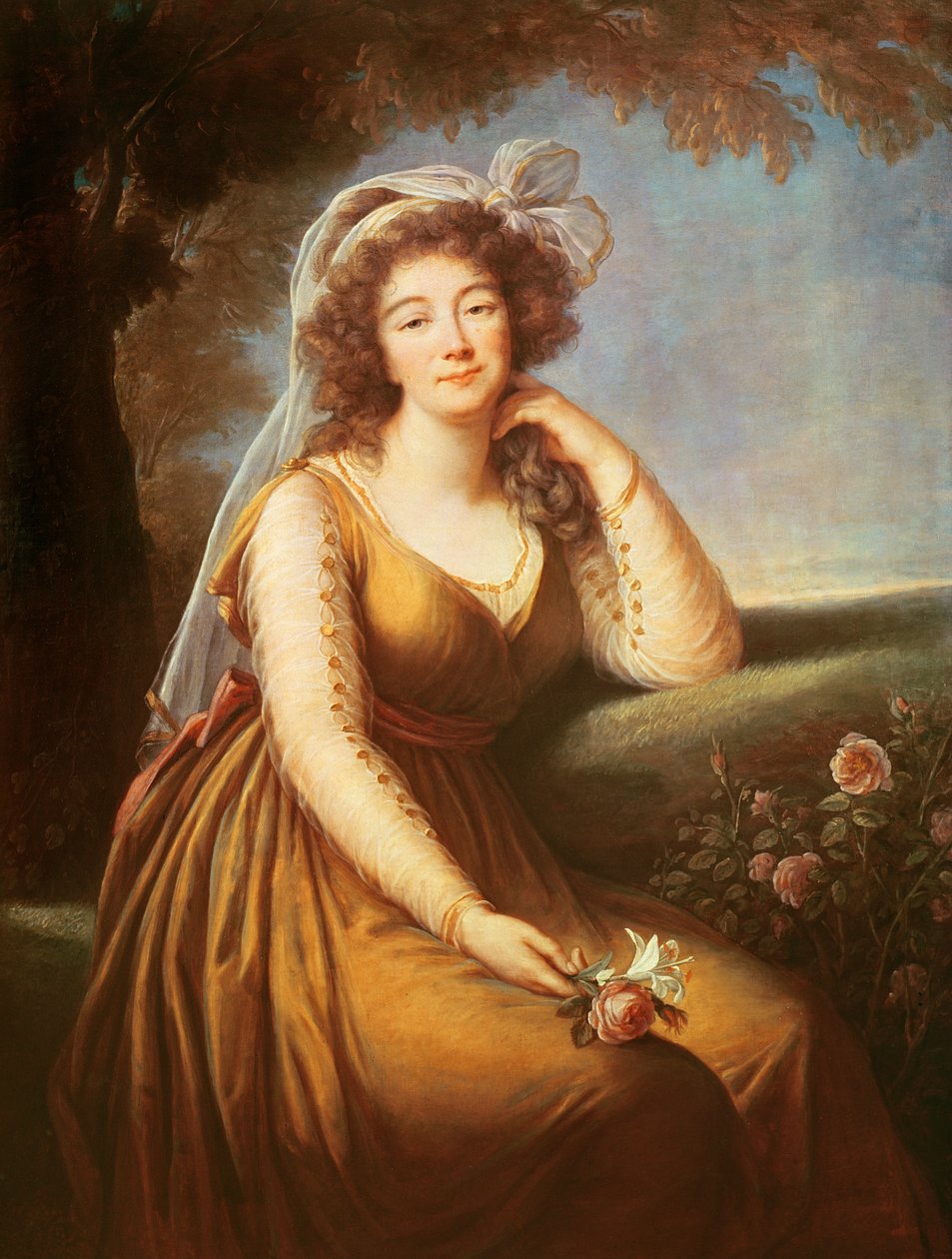 Grevinde af Barry holder en rose af Elisabeth Louise Vigee Lebrun