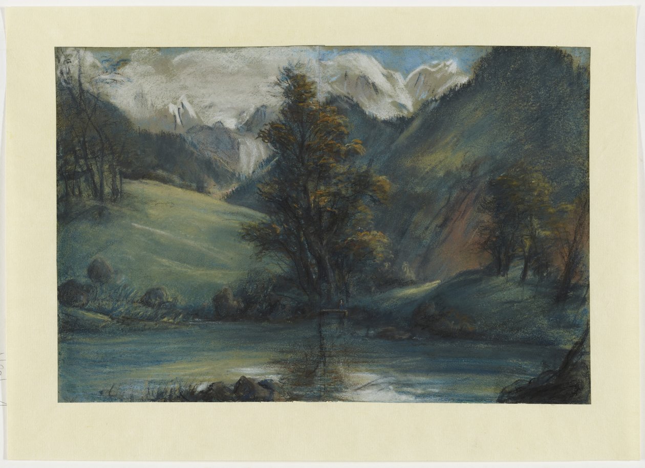 Udsigt over Challes-søen og Mont Blanc, 1807-1808 (pastel på papir) af Elisabeth Louise Vigee Lebrun