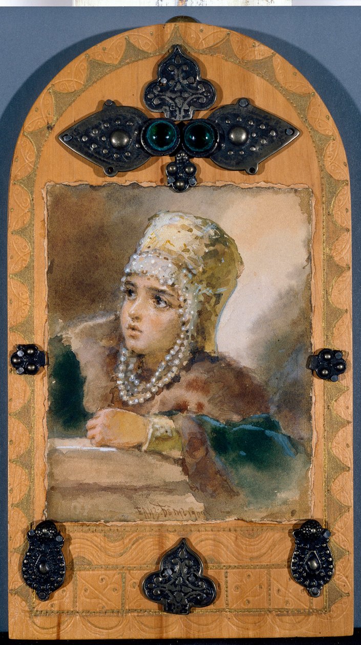 Prinsessen (illustration af digtet ""Sirenen""" af Alexander Pushkin (1799-1837) - Værk af Elizaveta Merkuryevna Bem (Elisabeth Bohm) (1843-1914) af Elisabeth Bem