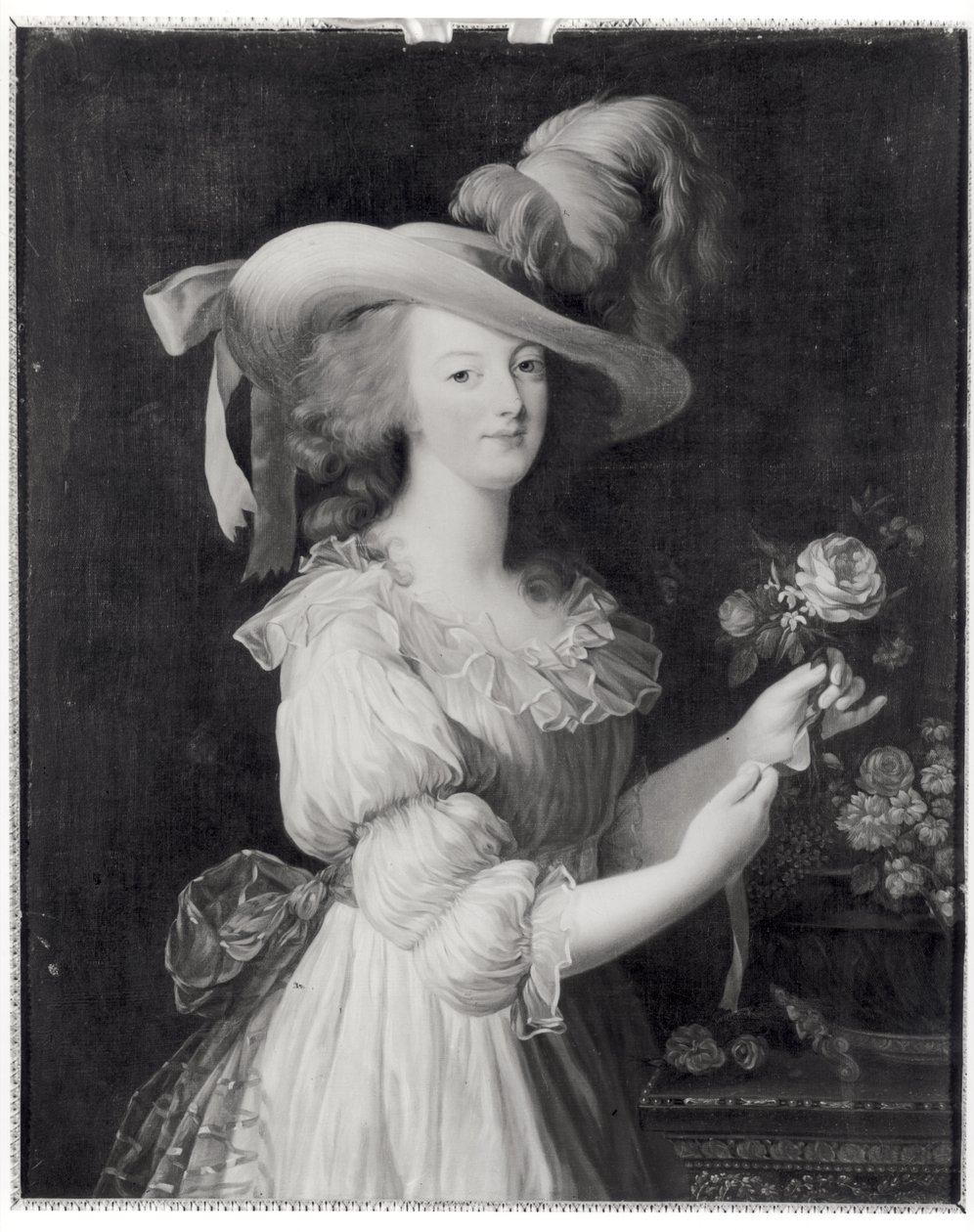 Kopi af et portræt af Marie-Antoinette (1755-93) efter 1783 (olie på lærred) (s/h foto) af Elisabeth Louise (after) Vigee Lebrun