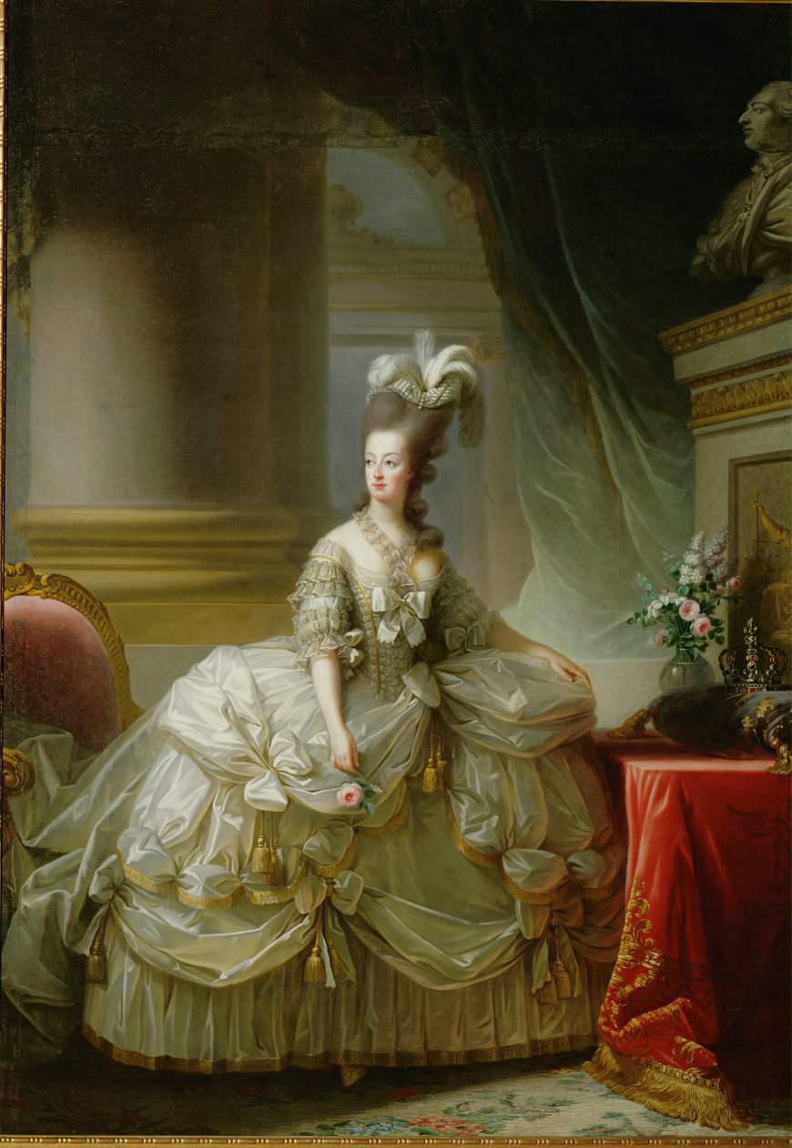 Marie Antoinette, ærkehertuginde, dronning af Frankrig, datter af kejserinde Maria Theresia, søster til kejser Josef II (maleri på lærred) af Elisabeth Louise Vigee-Lebrun