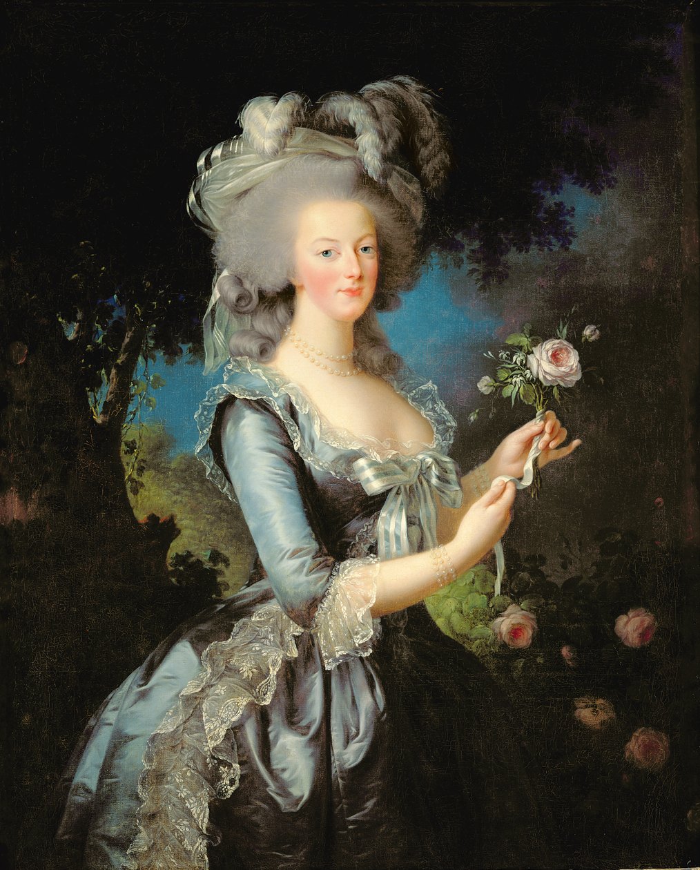 Marie Antoinette med en rose af Elisabeth Louise Vigee Lebrun