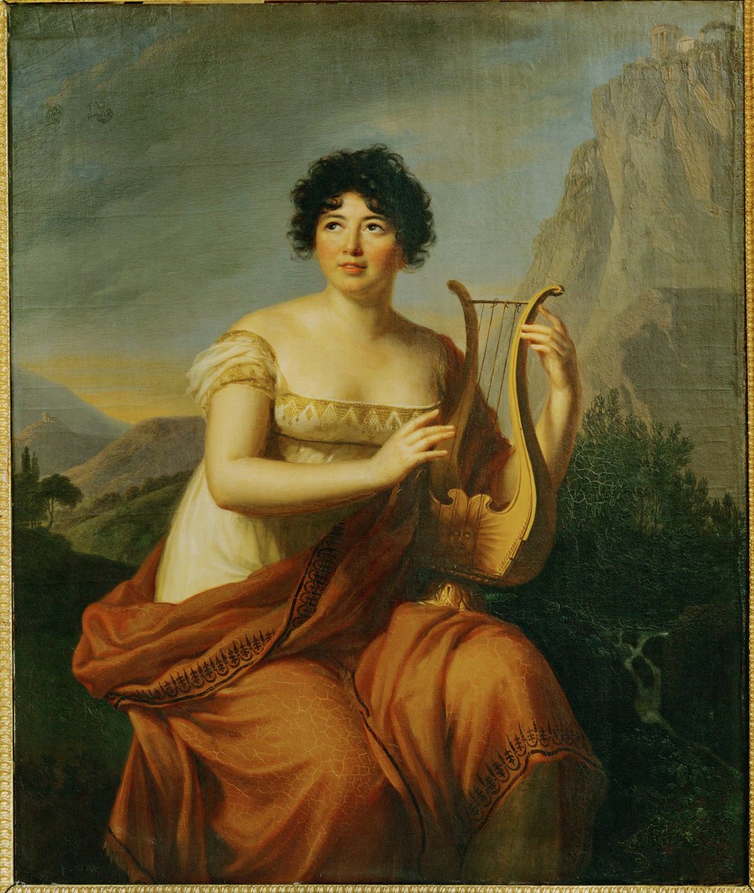 Portræt af Germaine Necker, Mme de Stael ... (olie på træ) af Elisabeth Louise Vigee-Lebrun