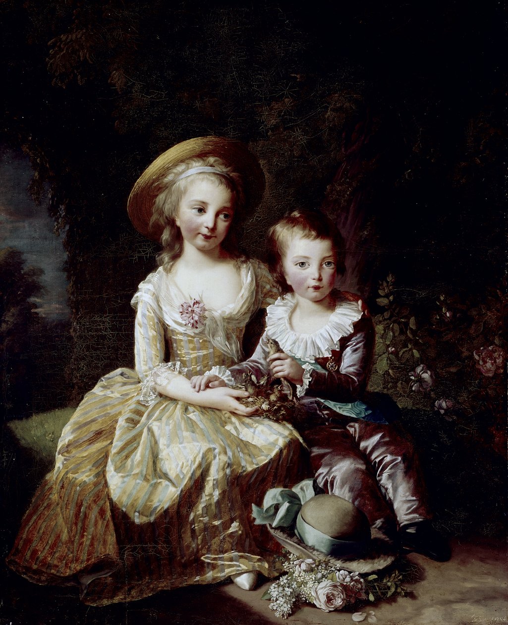 Portræt af Marie Thérèse Charlotte af Frankrig og Delfino Louis Joseph Xavier fra Frankrig af Elisabeth Louise Vigee Lebrun