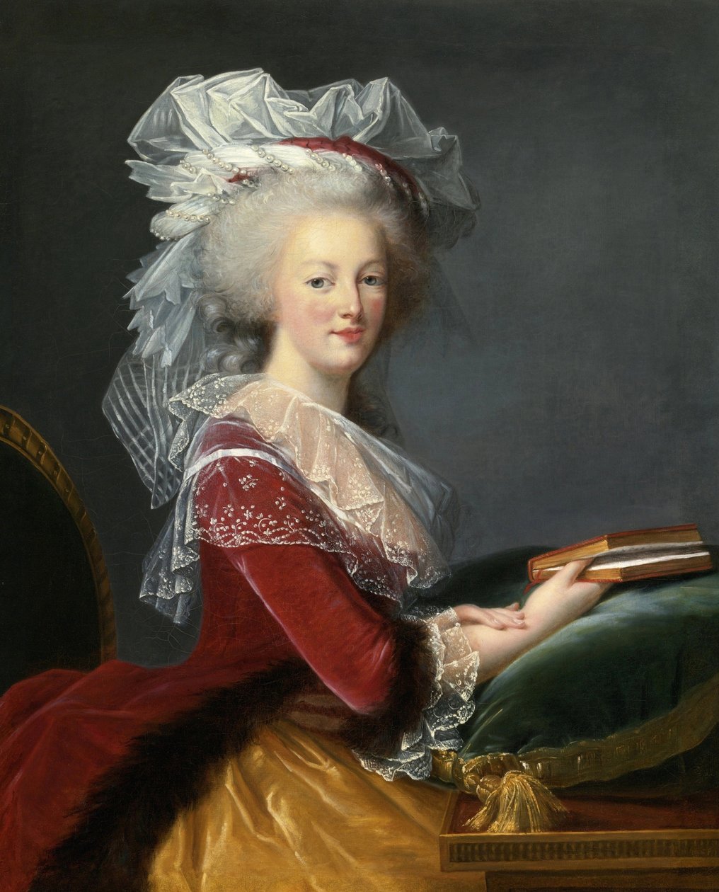 ""Portrætter af Marie Antoinette (Marie-Antoinette) af Lorraine Habsburg (1755-1793) Dronning af Frankrig"" Maleri af Marie Louise Elisabeth Vigee Lebrun (Vigee-Lebrun)(1755-1842) 1785 Privat samling af Elisabeth Louise Vigee Lebrun
