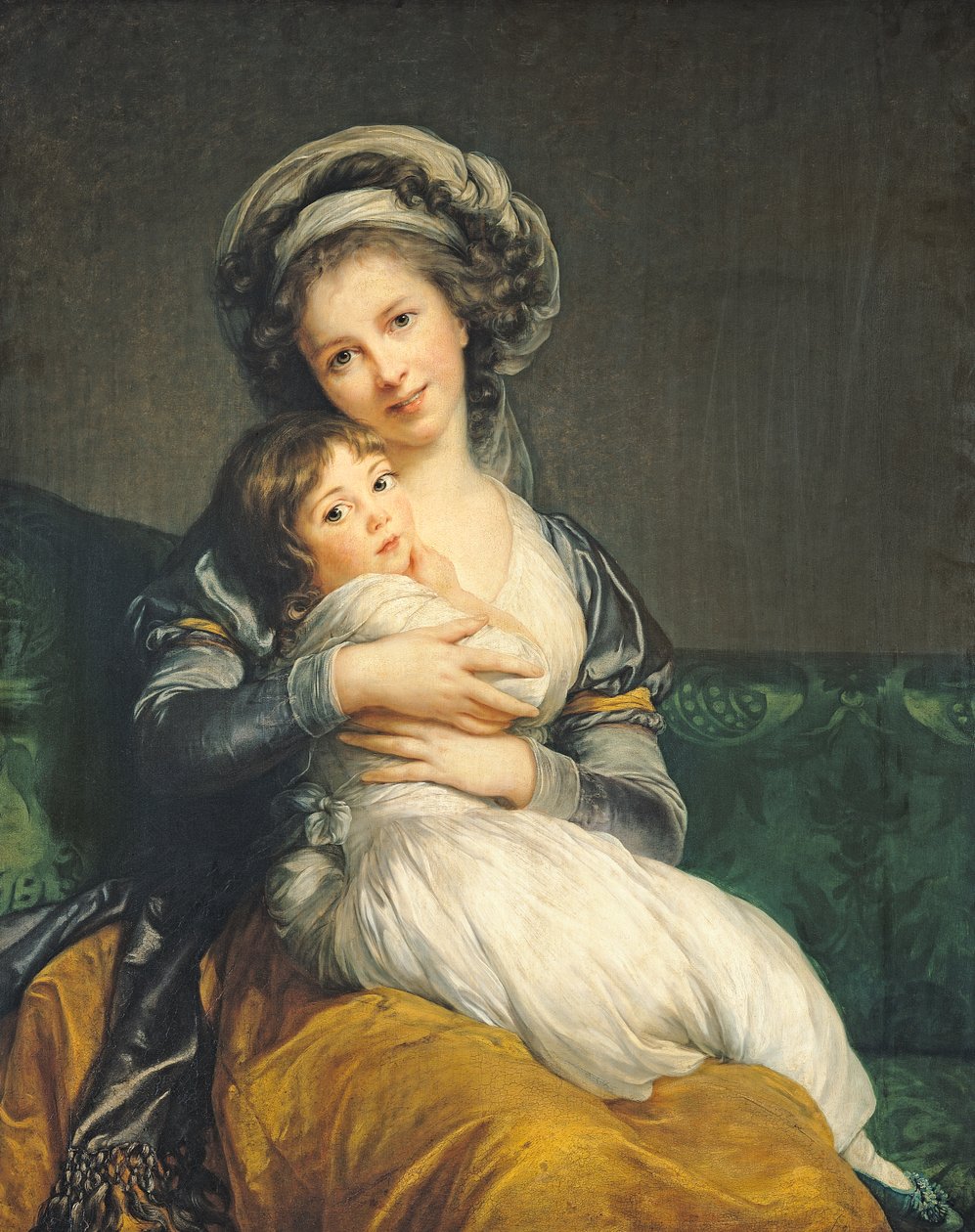 Selvportræt i en turban med sit barn af Elisabeth Louise Vigee Lebrun
