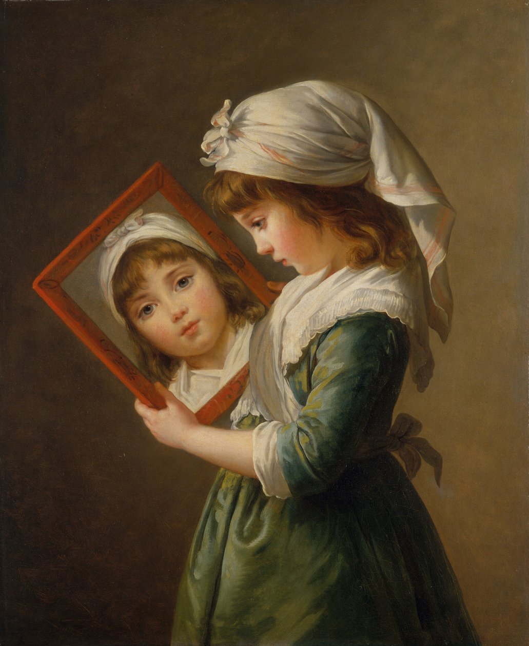 Julie Le Brun 1780-1819 Ser i et spejl, 1787. af Elisabeth Louise Vigee Lebrun