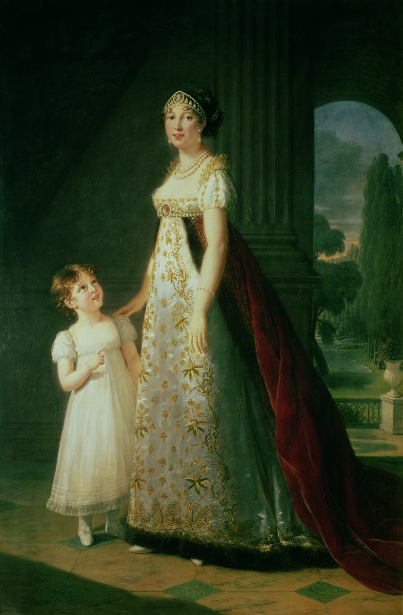 Maria Carolina Bonaparte (1782-1839) Dronning af Napoli med sin datter Laetitia Murat af Elisabeth Louise Vigee Lebrun