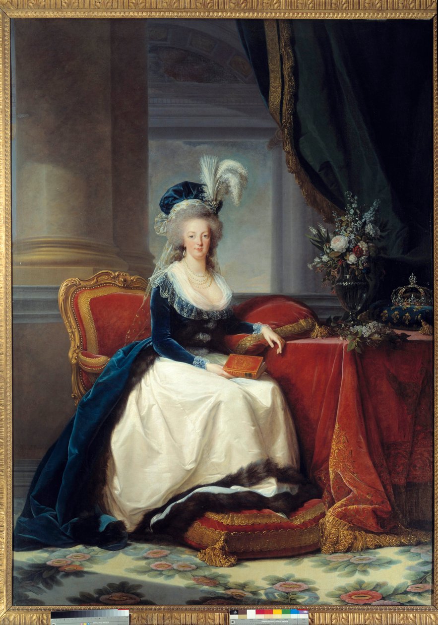 Marie-Antoinette - Portræt i fuld længde af Marie Antoinette de Lorraine Habsburg, dronning af Frankrig (1755 - 1793) - Maleri af Marie Elisabeth Louise Vigee Le brun (eller Vigee-Lebrun eller Vigee Lebrun) (1755-1842) af Elisabeth Louise Vigee Lebrun
