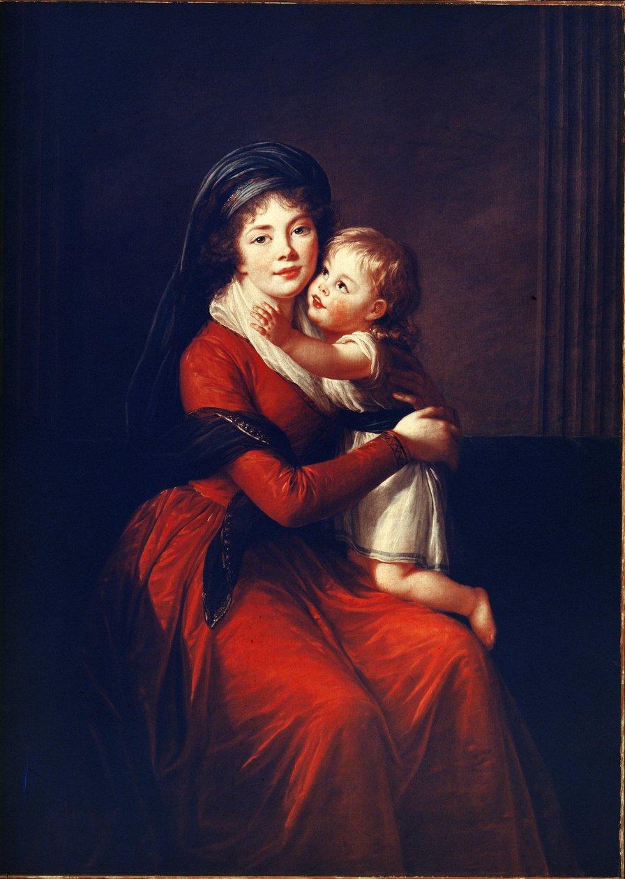 Portræt af prinsesse Alexandra Petrovna Galitzine (Golitsyna eller Galitzyne) født Protassov (1774-1842) med sin søn. Maleri af Elisabeth Vigee-Lebrun (Vigee Lebrun) (1755-1842), olie på lærred af Elisabeth Louise Vigee Lebrun