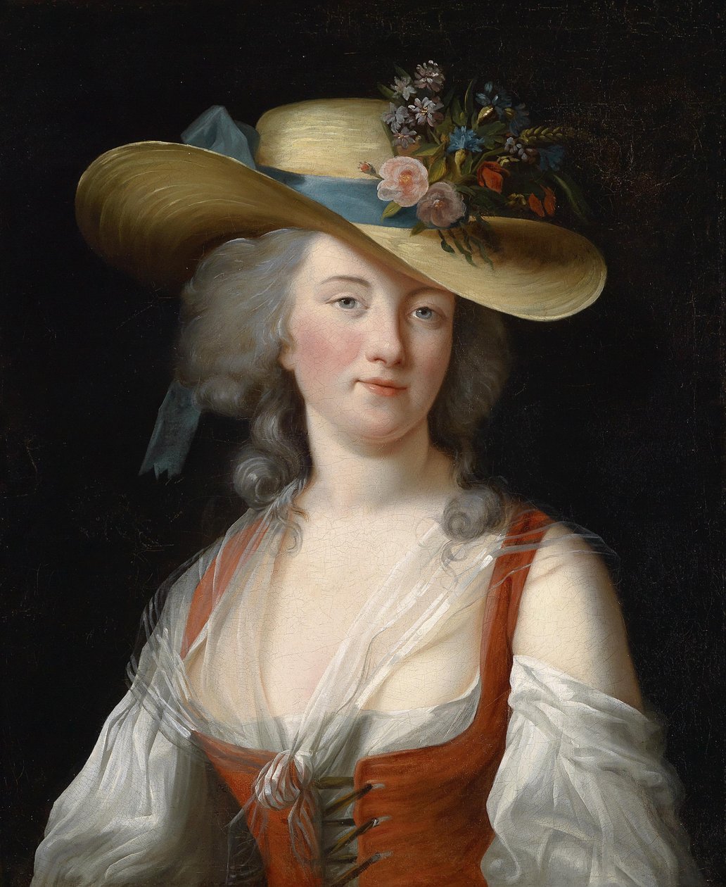 Portræt af Anne Catherine Le Preudhomme de Chatenoy, grevinde af Verdun, som fin gartner, ca. 1780 af Elisabeth Louise Vigee Lebrun