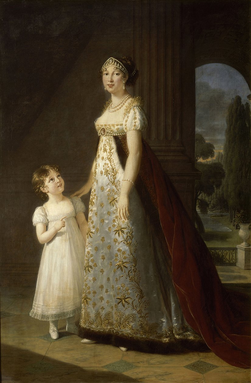 Portræt af Caroline Bonaparte 1782-1839, dronning af Napoli og Sicilien, med sin datter, Letizia, 1807 af Elisabeth Louise Vigee Lebrun