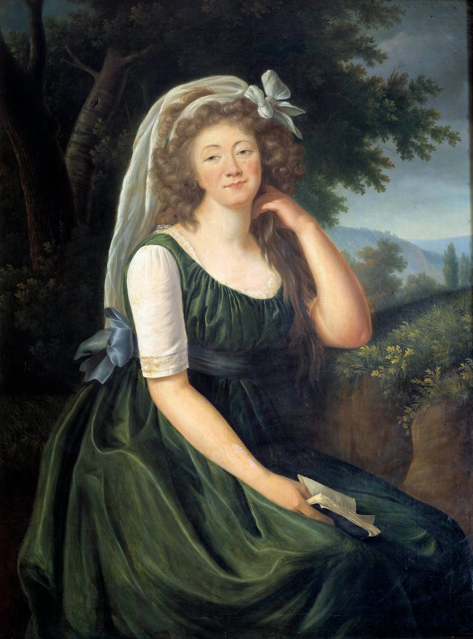 Portræt af Jeanne Becu, grevinde (eller madame) du Barry (1743-1793), kurtisane og elskerinde af Louis XV, en Louveciennes i en alder af 46 Maleri af Marie Elisabeth Louise Vigee Le brun (eller Vigee-Lebrun eller Vigee Lebrun) ( 1755-1842). september 1789. af Elisabeth Louise Vigee Lebrun