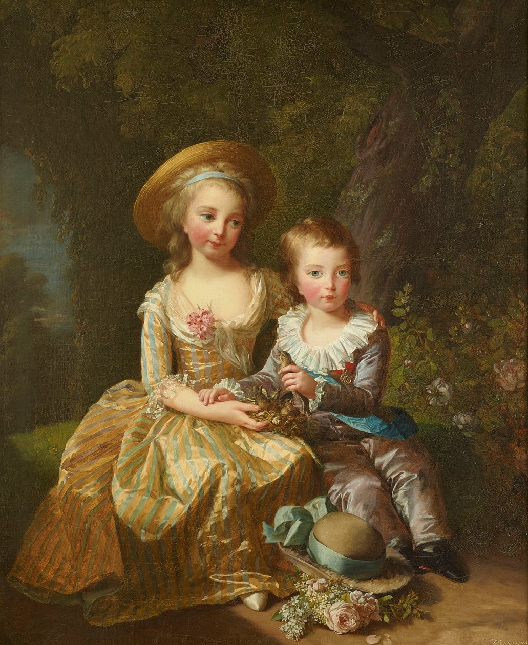 Portræt af Madame Royale og Louis-Joseph Xavier, Dauphin fra Frankrig. af Elisabeth Louise Vigee Lebrun