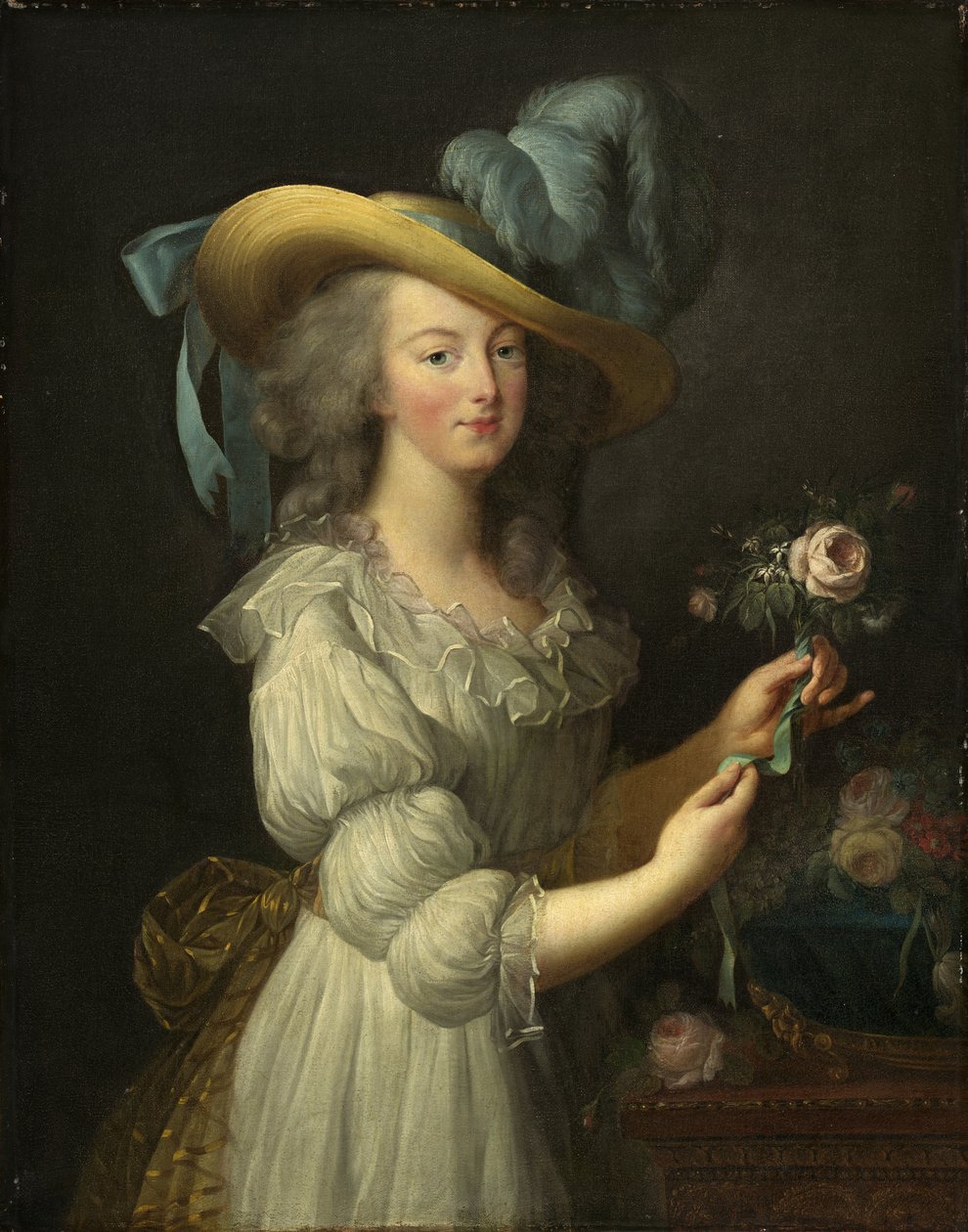 Portræt af dronning Marie Antoinette af Frankrig 1755-1793, efter 1783. af Elisabeth Louise Vigee Lebrun