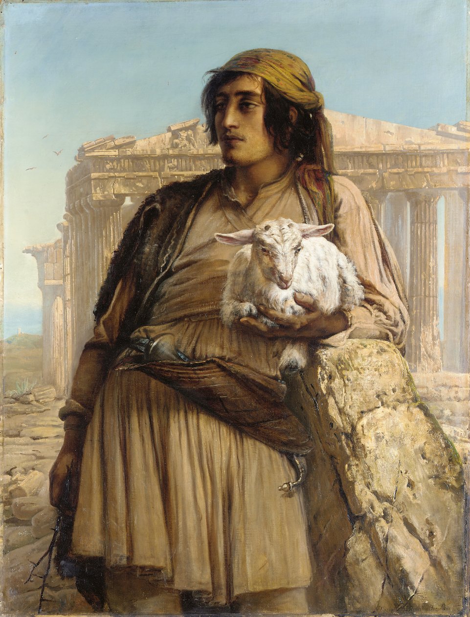 En hyrdedreng, der står foran Parthenon af Elisabeth Maria Anna Jerichau Baumann