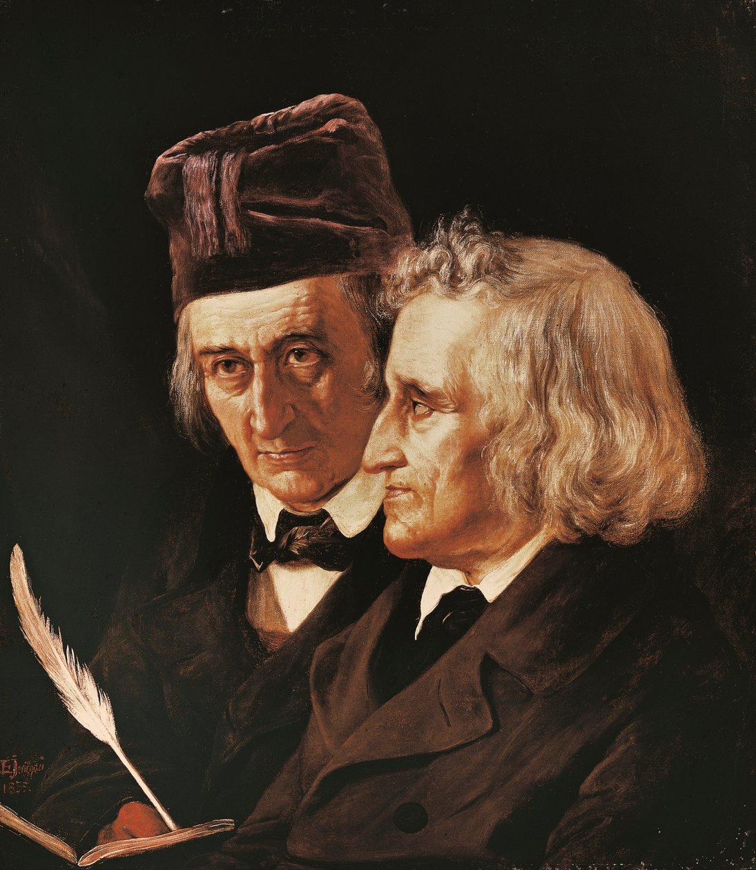 Portræt af brødrene Jacob og Wilhelm Grimm af Elisabeth Maria Anna Jerichau Baumann