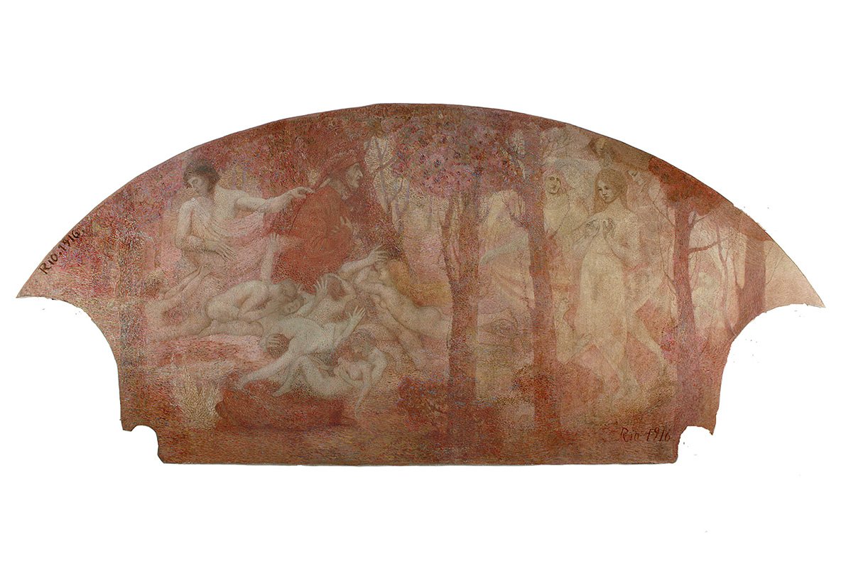 Allegory of Drama - Sidepanel i foyeren på det kommunale teater i Rio de Janeiro af Eliseu Visconti