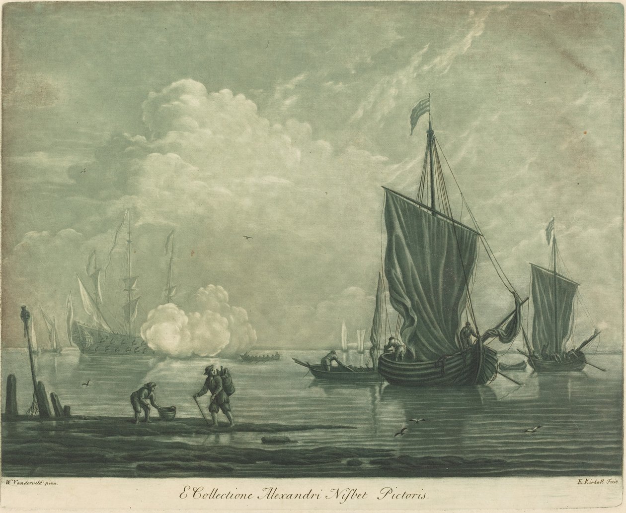 Forsendelsesscene fra samlingen af Alexander Nisbit af Elisha Kirkall after Willem van de Velde the Elder