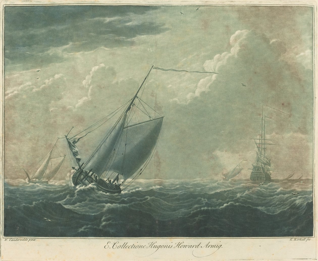 Forsendelsesscene fra samlingen af Hugo Howard af Elisha Kirkall after Willem van de Velde the Elder