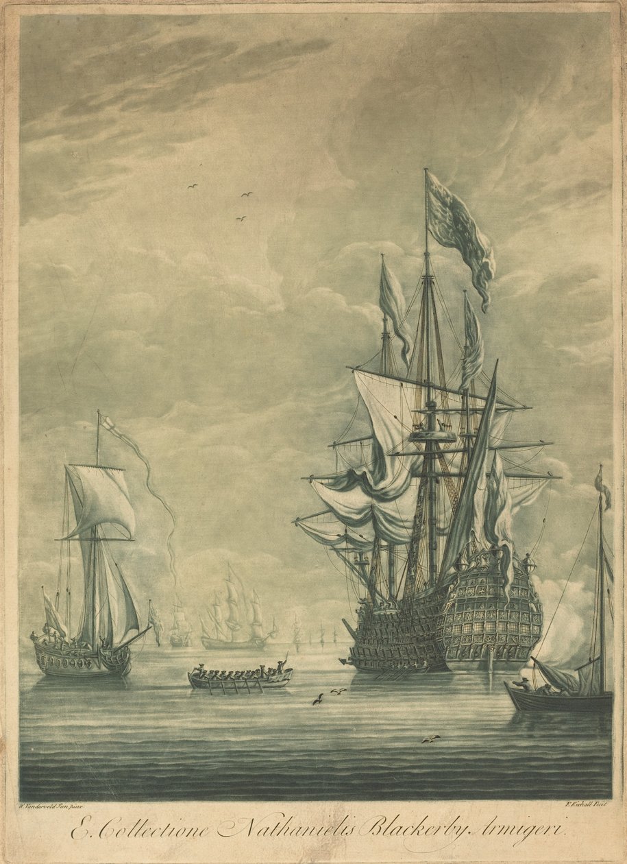 Forsendelsesscene fra samlingen af Nathaniel Blackerby af Elisha Kirkall after Willem van de Velde the Younger