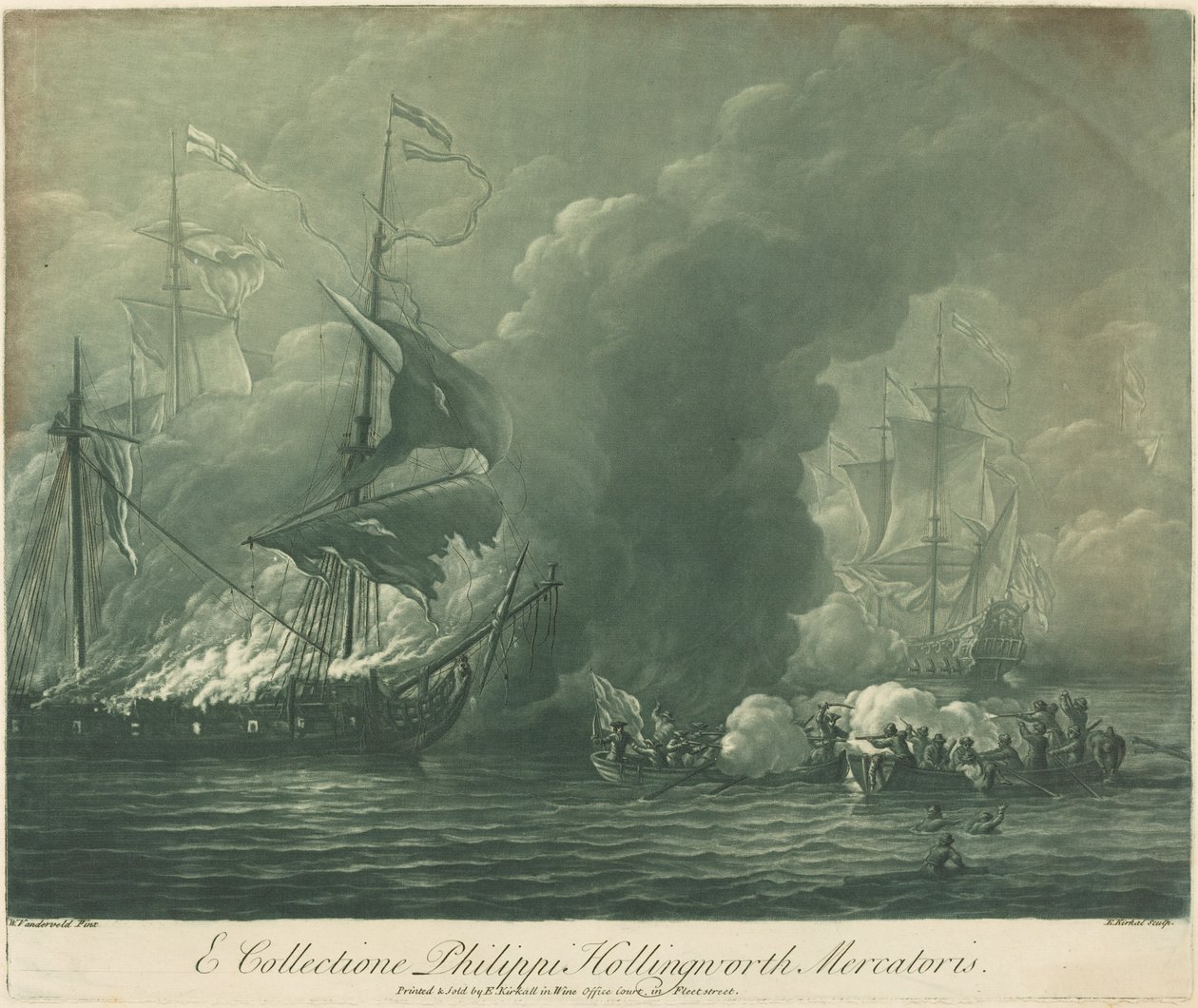Forsendelsesscene fra samlingen af Philip Hollingworth af Elisha Kirkall after Willem van de Velde the Elder