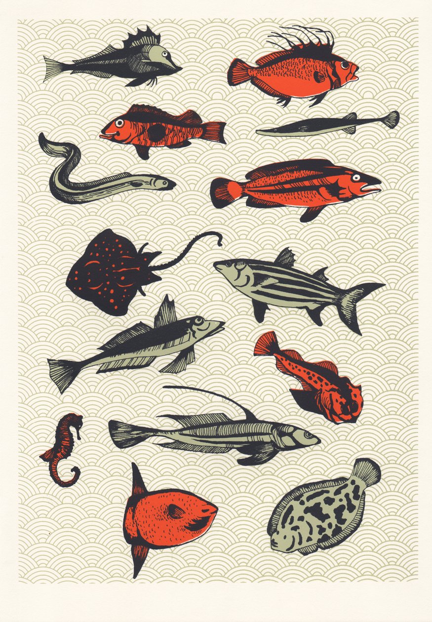 Orange Japanese Fish, 2015 (screenprint) af Eliza Southwood