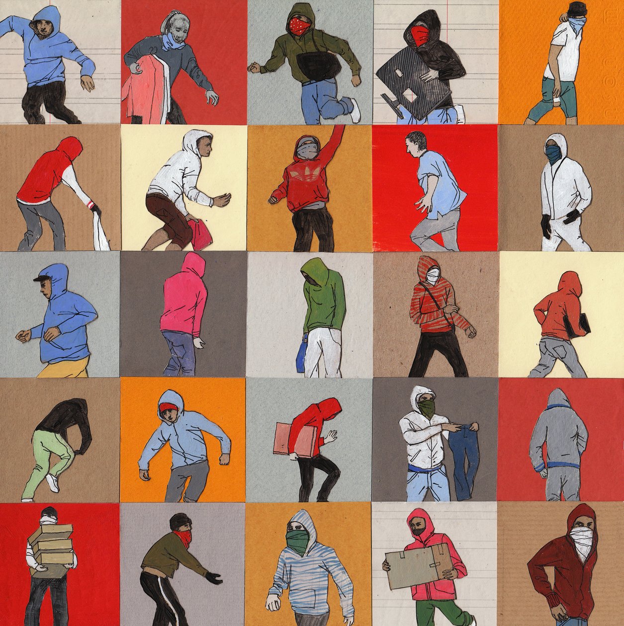 Rioters, 2014 (screenprint) af Eliza Southwood