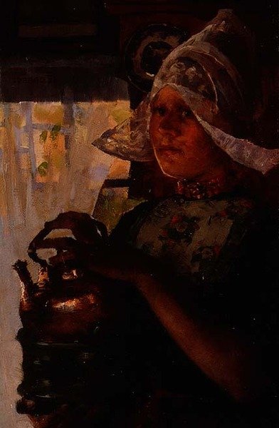 Betje, en hollandsk pige (olie på panel) af Elizabeth Adela Stanhope Forbes