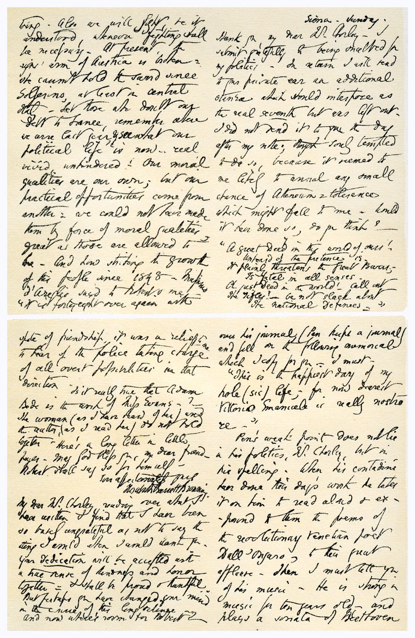 Brev fra Elizabeth Barrett Browning til Henry F Chorley, 1859. af Elizabeth Barrett
