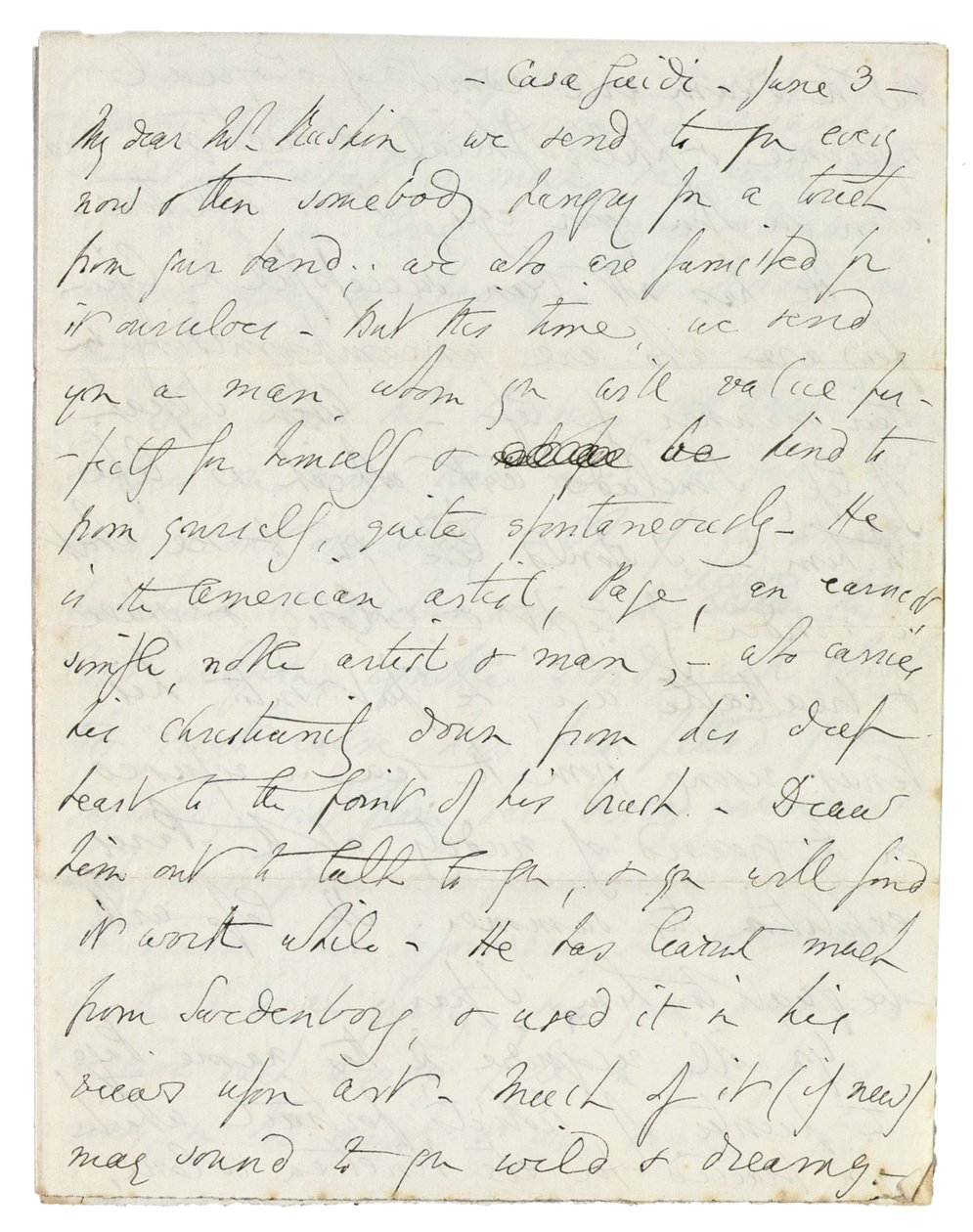 Autografbrev til John Ruskin, Casa Giudi, Firenze, 3. juni 1859 af Elizabeth Browning