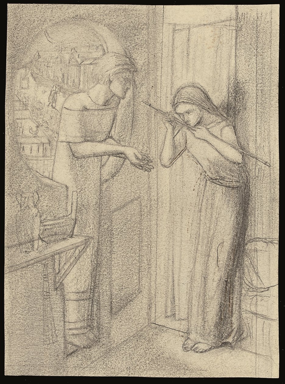 Clerk Saunders (blyant på papir) af Elizabeth Eleanor (1834 62) Siddal