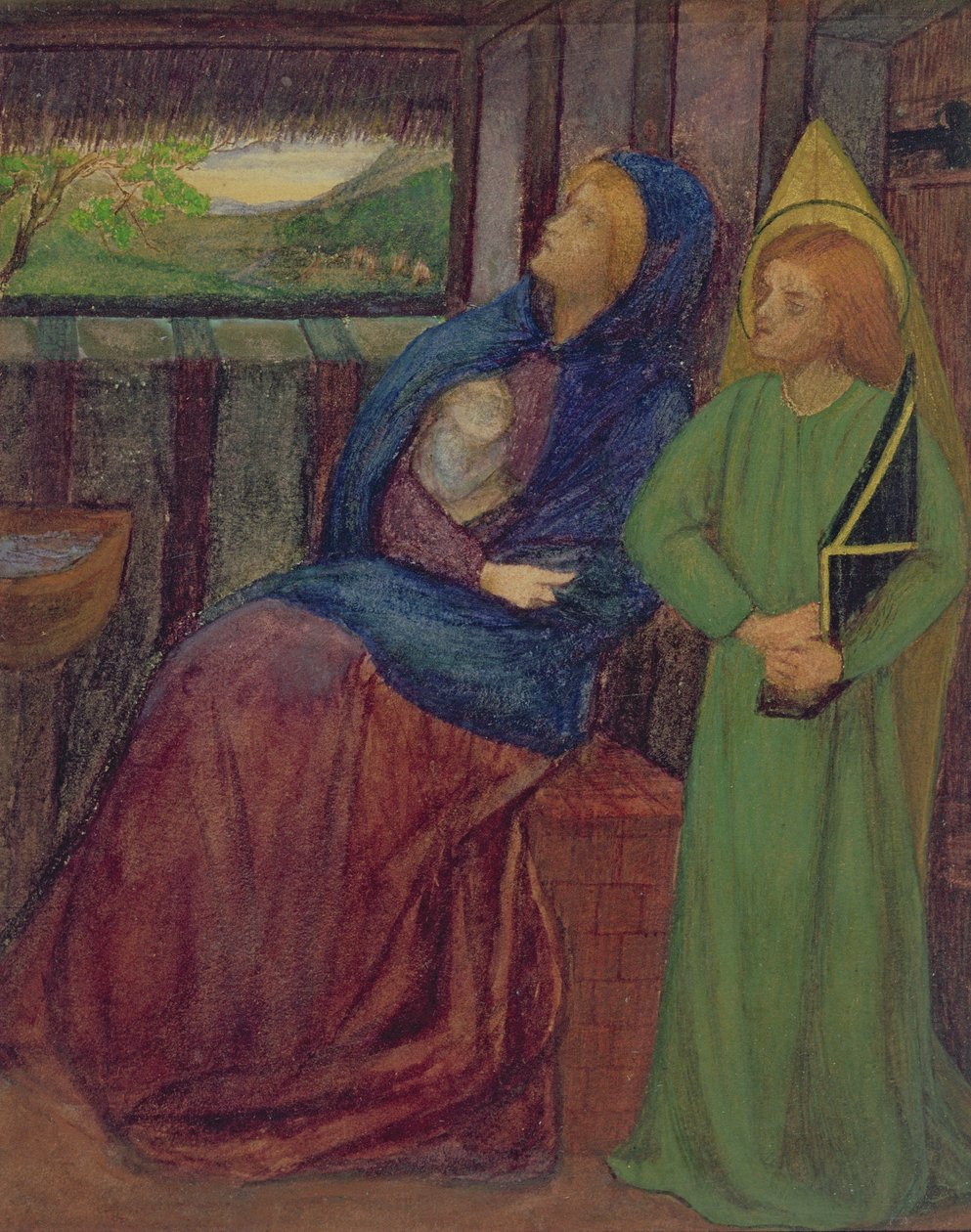 Hellig Familie, ca. 1856 (akvarel på papir) af Elizabeth Eleanor Siddal