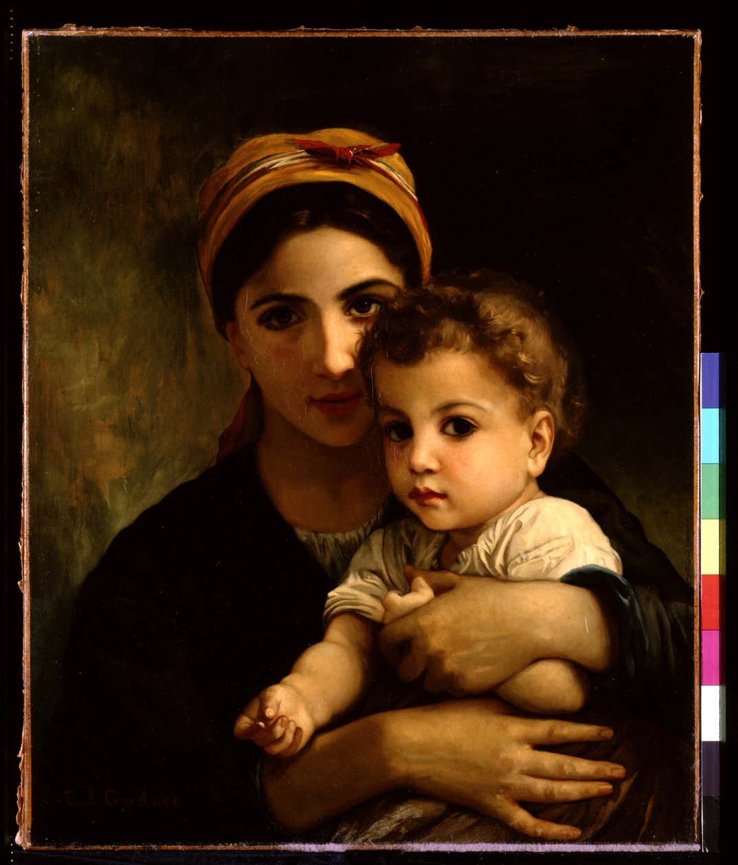 Ung pige med barn (olie på lærred) af Elizabeth Jane Gardner Bouguereau