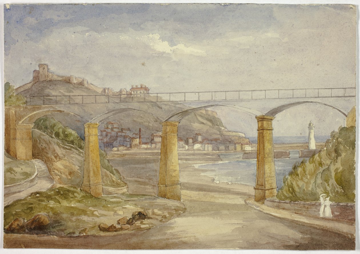 Scarborough (recto) og Skitse af huset med mor og børn (verso) af Elizabeth Murray