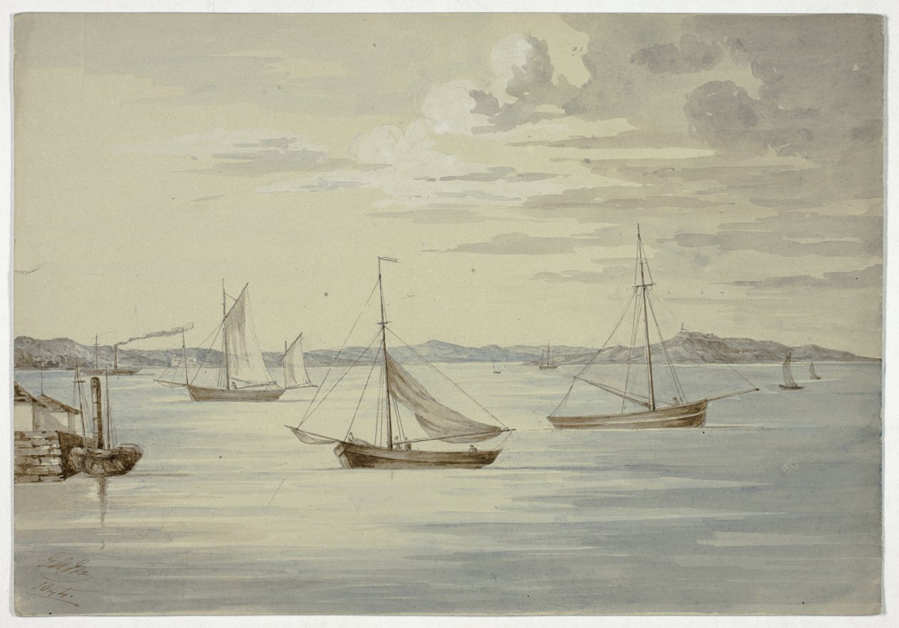 Se Inchkeith og Firth of Forth Islands fra Granton af Elizabeth Murray