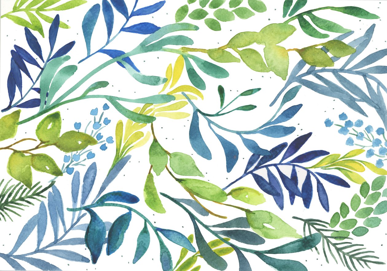 Foliage Medley, 2018 (akvarel) af Elizabeth Rider