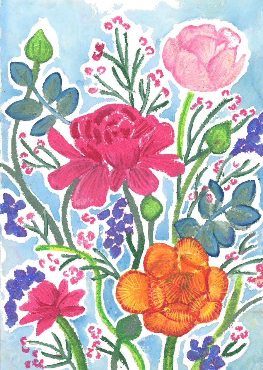 Ranunkel, 2018 (oliepastel) af Elizabeth Rider