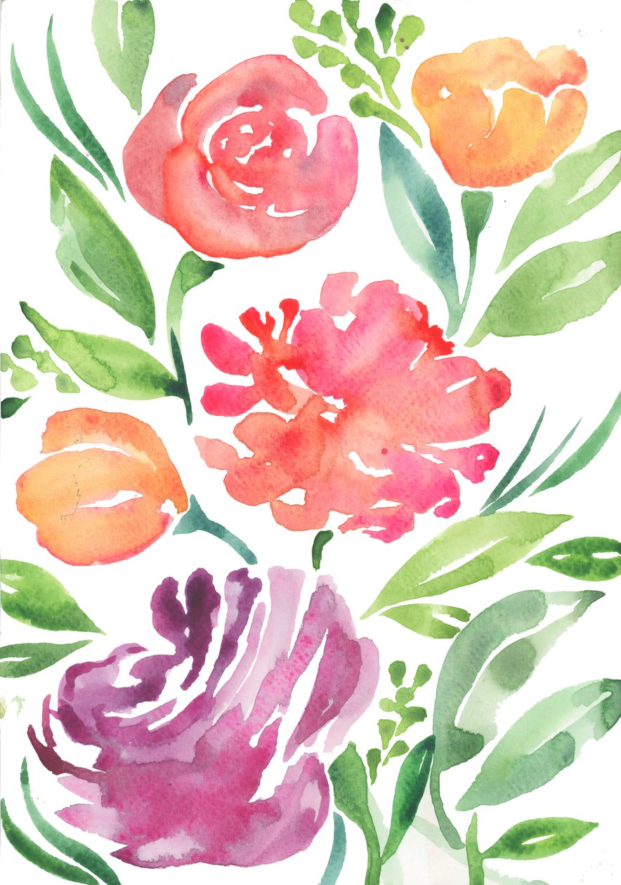 Vilde blomster, 2018 (akvarel) af Elizabeth Rider