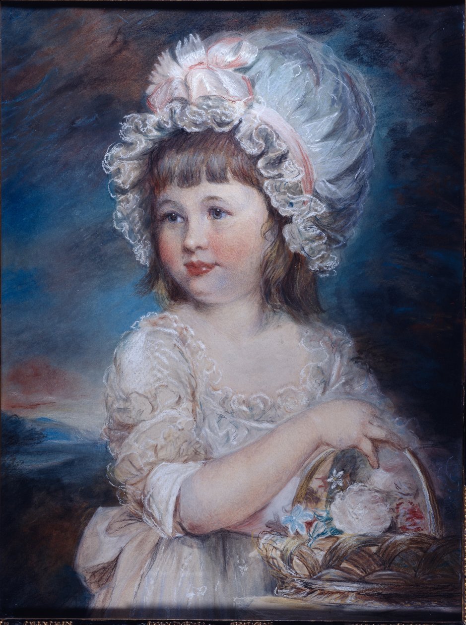Portræt af Lady Henrietta Cavendish (akvarel og kridt på papir) af Elizabeth Royal