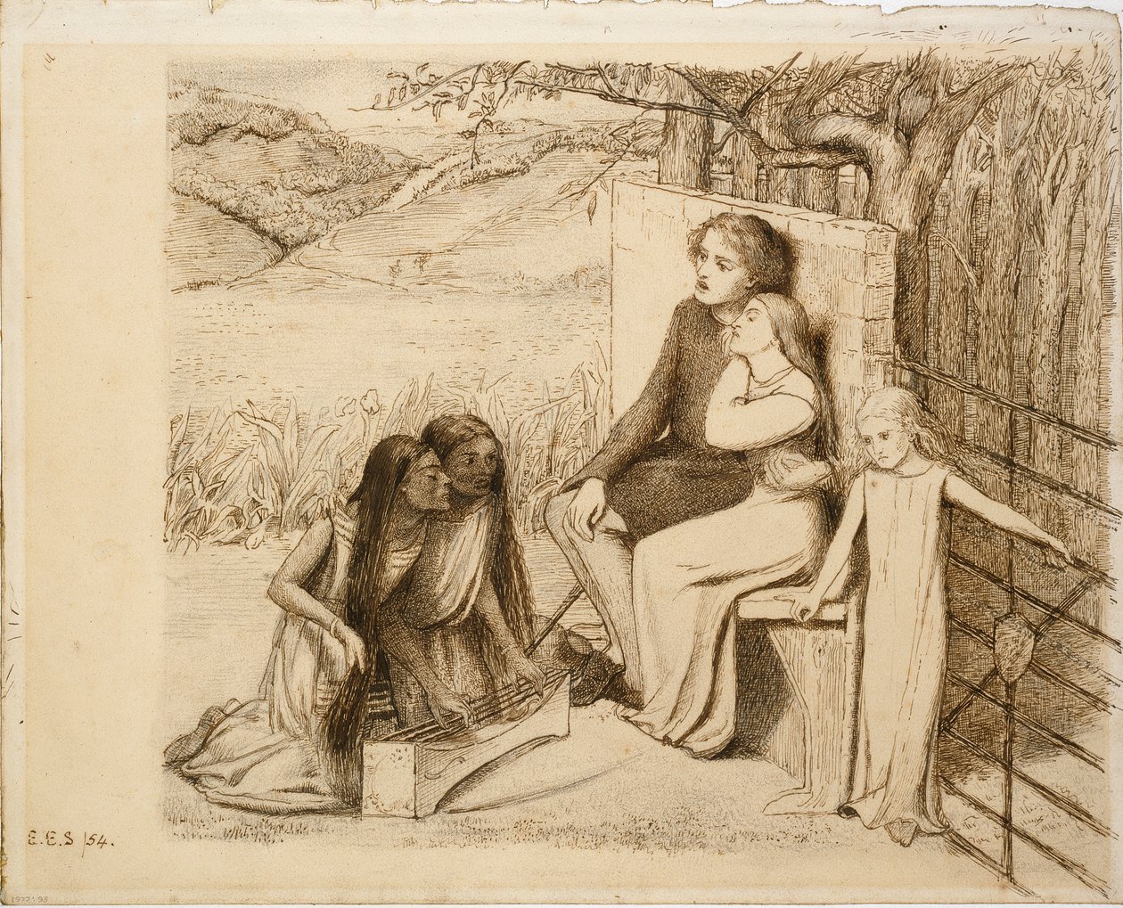To elskende, 1854 af Elizabeth Siddal