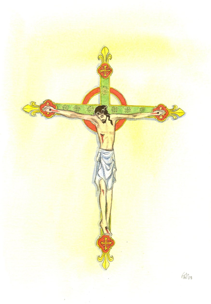 A Crucifix, 2001 (w/c på papir) af Elizabeth Wang