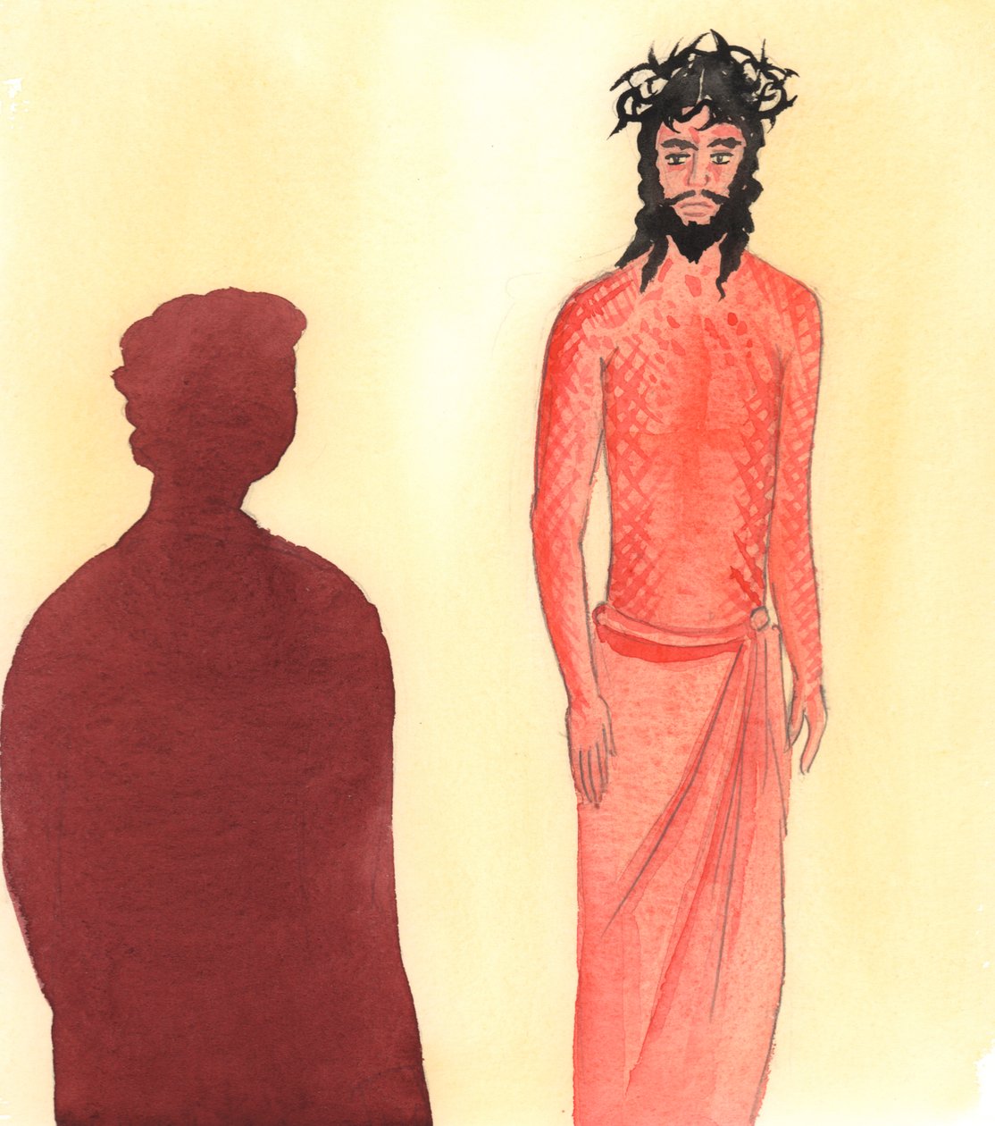 En person, der bærer smerter og ydmygelser i tålmodighed, af kærlighed til Kristus, er som ham, der blev såret for vores skyld, 2001 (w/c på papir) af Elizabeth Wang