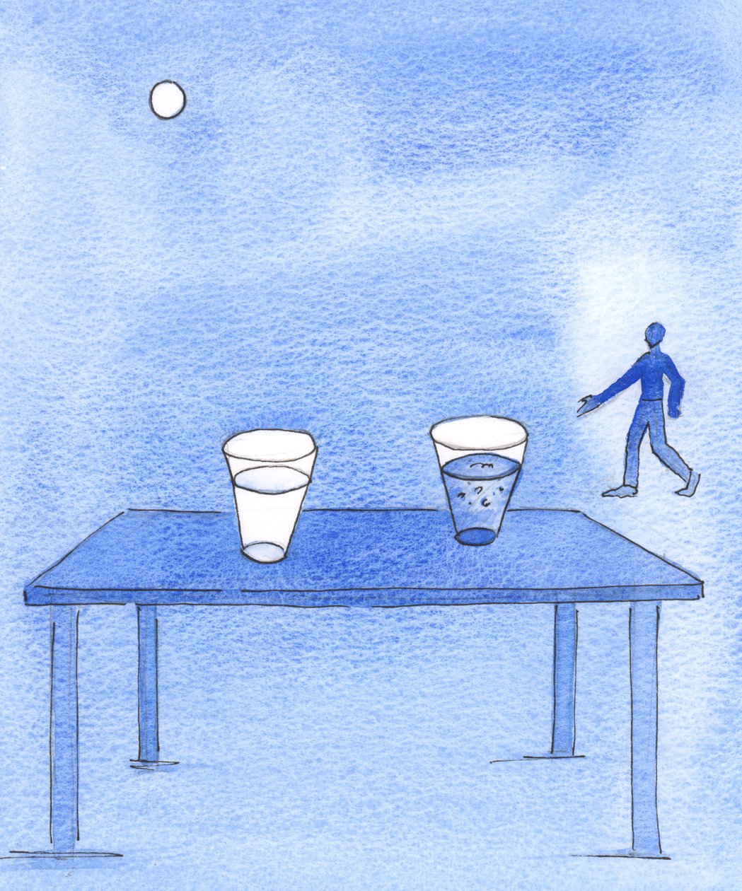 Autentisk katolsk lære er som et glas rent vand for tørstige sjæle, 2003 (w/c på papir) af Elizabeth Wang
