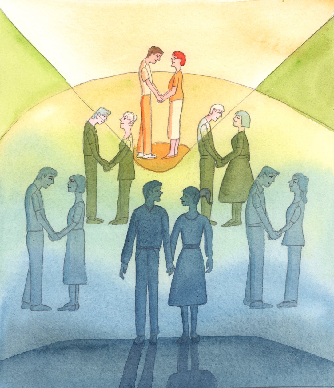 I sagens natur er kærlighed frugtbar og generøs; og derfor opfordrer Herren alle gifte mennesker til at forstå, at Kirkens moralske lære er sande, 2004 (w/c på papir) af Elizabeth Wang